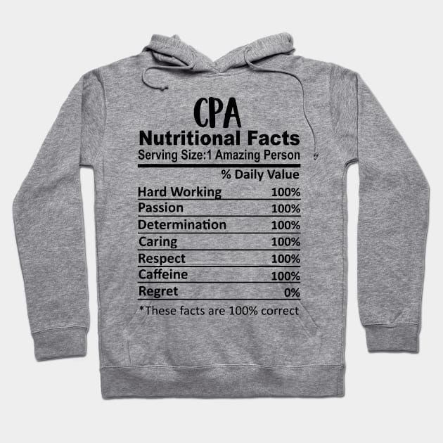 Cpa Nutrition Facts Funny Hoodie by HeroGifts